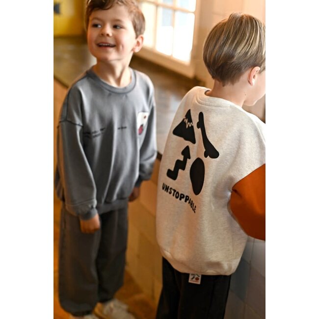 Sturdy - Sweater met Backprint Oversized Offwhite Melange - Mountain Top