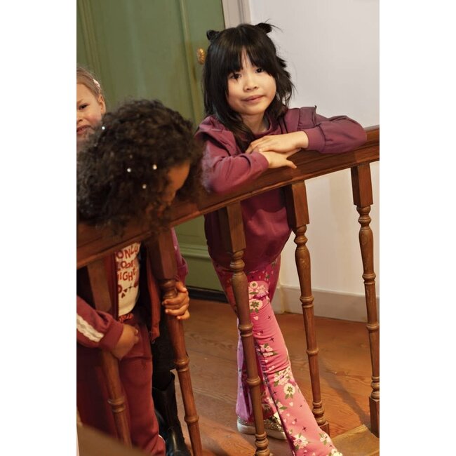 Jubel - Flared Broek AOP Roze - Moon Flowers