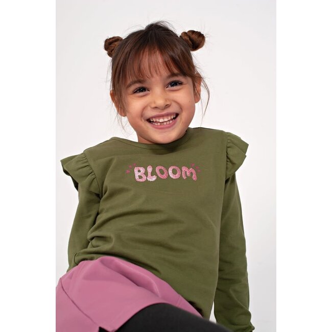 Jubel - Longsleeve Olijf - Moon Flowers