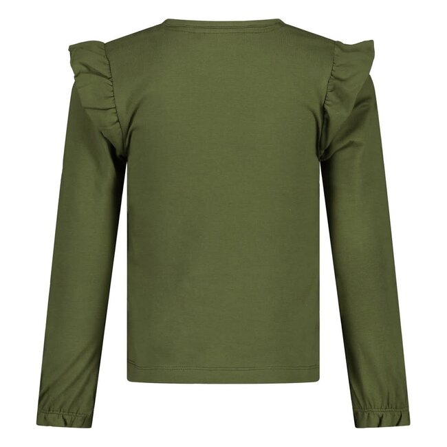 Jubel - Longsleeve Olijf - Moon Flowers
