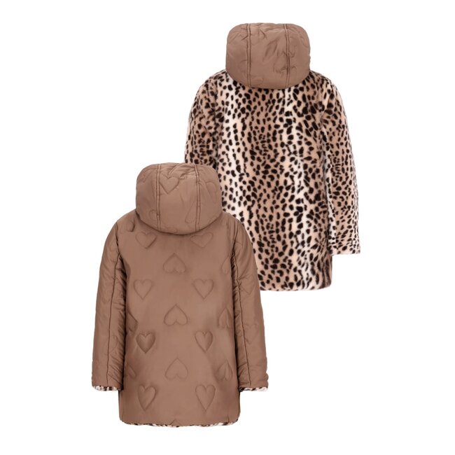 Like Flo - Reversible Midi Hooded Jacket Anna - Choco