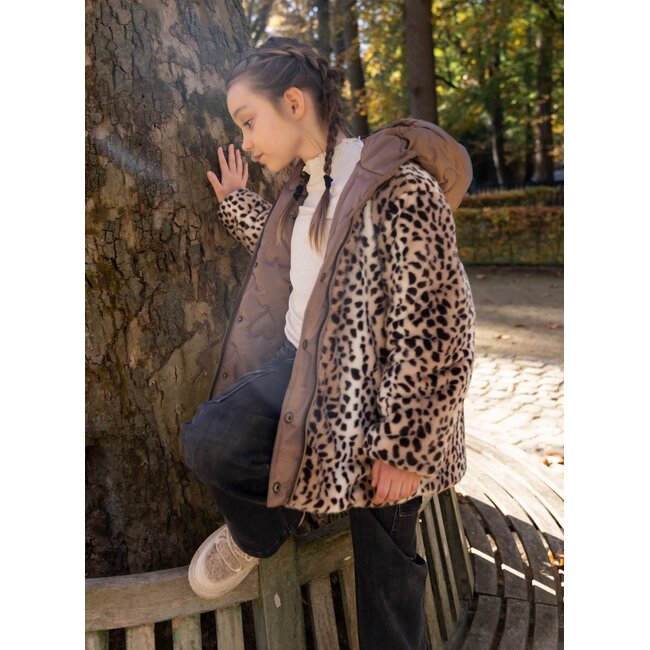 Like Flo - Reversible Midi Hooded Jacket Anna - Choco