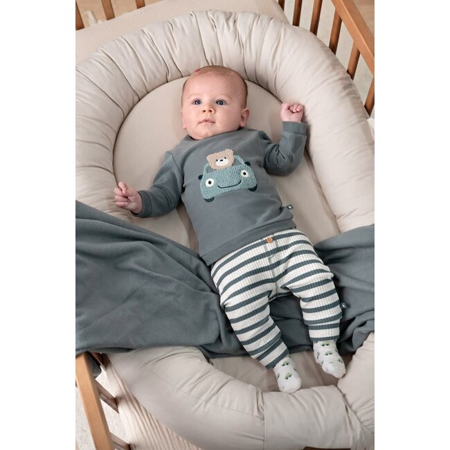 Feetje - Broek Rib met Streep Zeegroen - Beep Beep