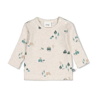 Feetje Feetje - Longsleeve Rib AOP Offwhite Melange - Beep Beep