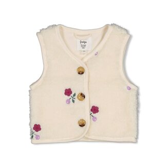 Feetje Feetje - Teddy Gilet met Borduursels Creme - Afternoon Tea