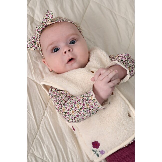 Feetje - Teddy Gilet met Borduursels Creme - Afternoon Tea
