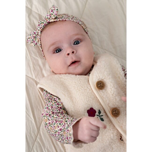 Feetje - Teddy Gilet met Borduursels Creme - Afternoon Tea