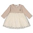 Feetje - Jurk met Geborduurd Tule Taupe Melange - Dress to Impress