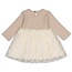Feetje - Jurk met Geborduurd Tule Taupe Melange - Dress to Impress