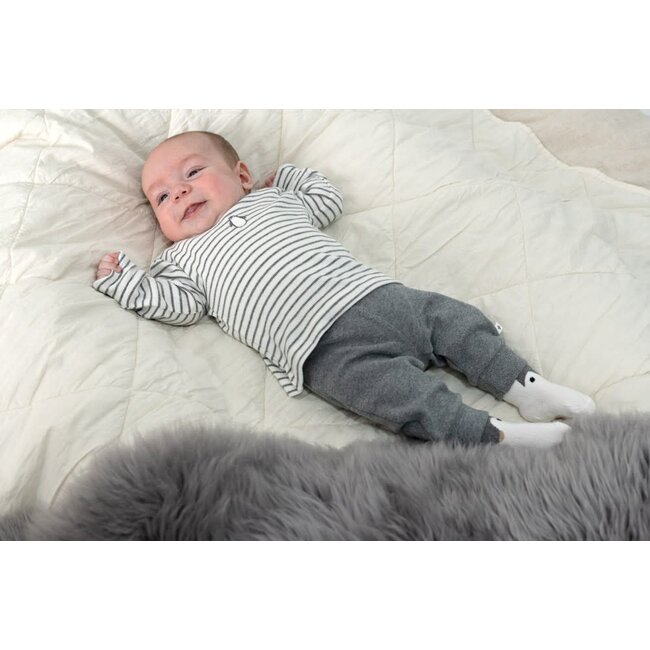 Feetje - Longsleeve Rib met Streep Antraciet Melange - Penguin Cuddles
