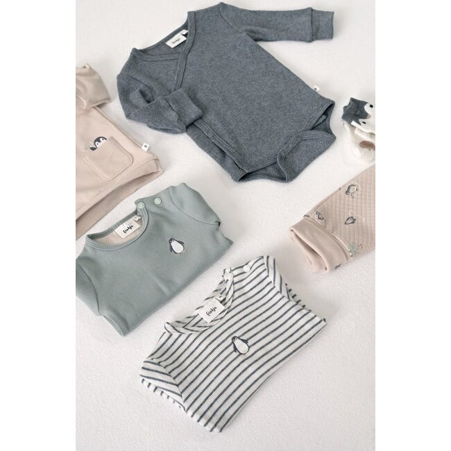 Feetje - Longsleeve Rib met Streep Antraciet Melange - Penguin Cuddles