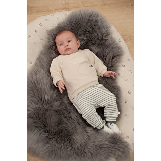 Feetje - Broek Rib met Streep Antraciet Melange - Penguin Cuddles