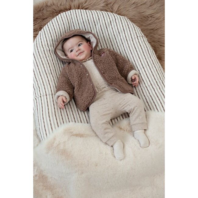 Feetje - Bouclé Omkeerbaar Jasje met Capuchon Taupe - My Little Love