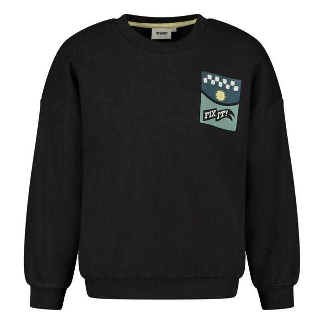 Sturdy - Sweater met Backprint Oversized Antraciet - Fix It