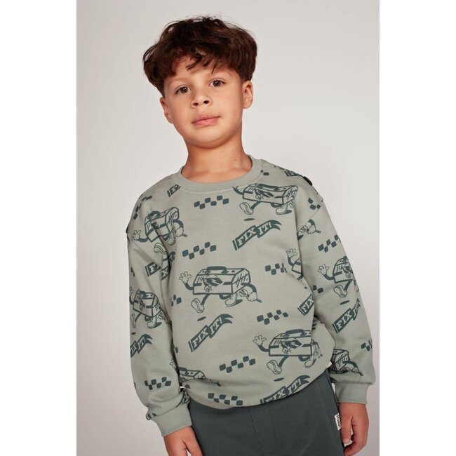 Sturdy - Sweater AOP Relaxed Fit Jade Groen - Fix It