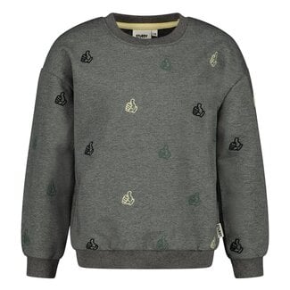 Sturdy Sturdy - Sweater met Borduursels Relaxed Fit Antraciet Melange - Fix It