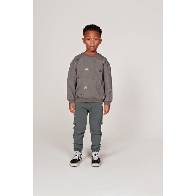 Sturdy - Sweater met Borduursels Relaxed Fit Antraciet Melange - Fix It