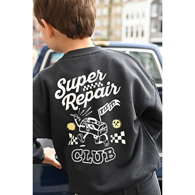 Sturdy - Sweater met Backprint Oversized Antraciet - Fix It