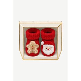 Studio Maison Studio Maison - Baby Socks Gingerbread/Santa - Red