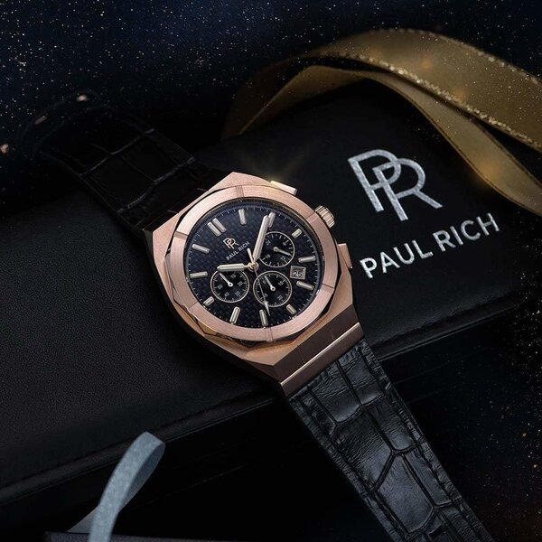 Paul Rich Paul Rich Motorsport Carbon Fiber Rose Gold Leather MCF04-L watch 45 mm