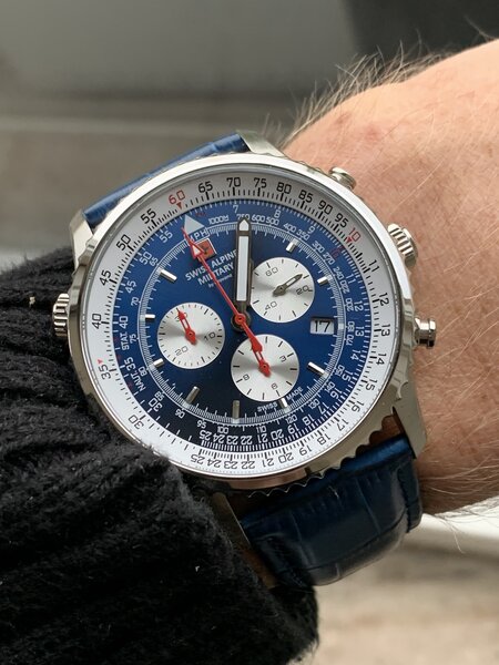 Swiss Alpine Military Sentinel Chronograph PU blue 7073.9835 