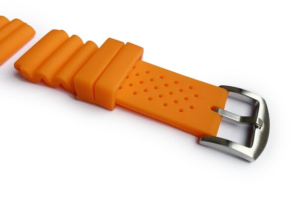 Tauchmeister 24mm orange rubber watch strap S24-OR