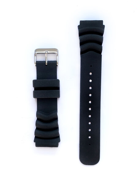 Tauchmeister 22mm black rubber watch strap S22-dive