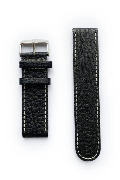 Tauchmeister 24mm black leather watch strap S24-black