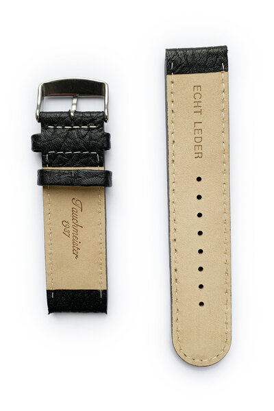 Tauchmeister 24mm black leather watch strap S24-black