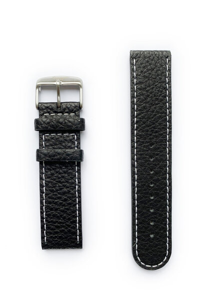 Tauchmeister 22mm black leather watch strap S22-black