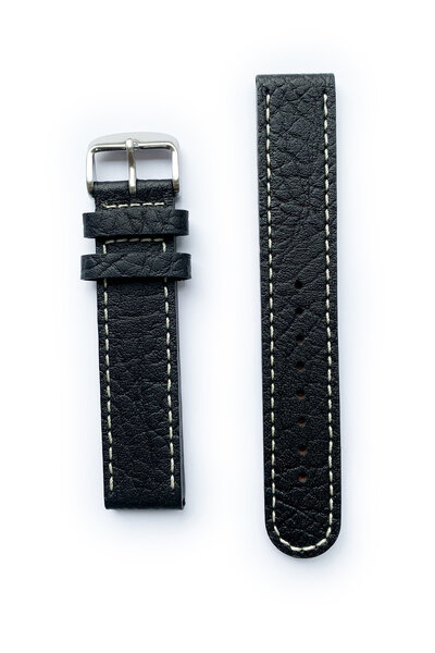 Tauchmeister 20mm black leather watch strap S20-black