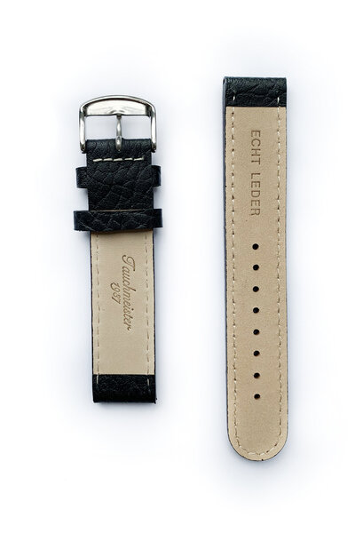 Tauchmeister 20mm black leather watch strap S20-black