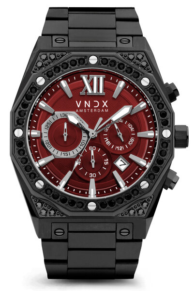 VNDX Amsterdam VNDX Wise Man Steel Stones Schwarz Rot MB11880-07 Limitierte Uhr