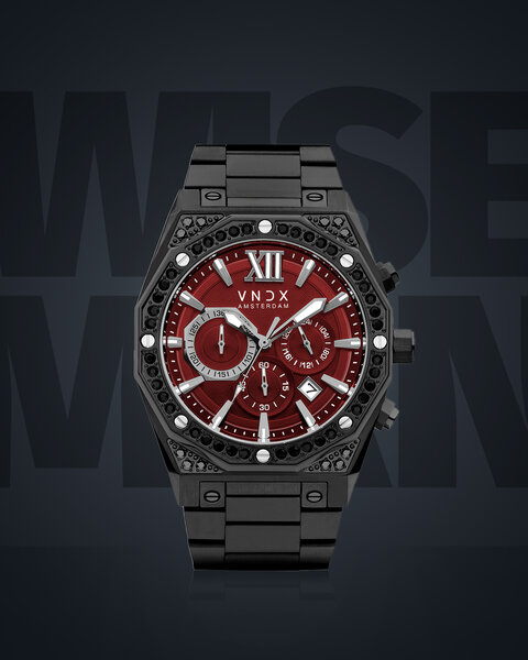VNDX Amsterdam VNDX Wise Man Steel Stones Schwarz Rot MB11880-07 Limitierte Uhr