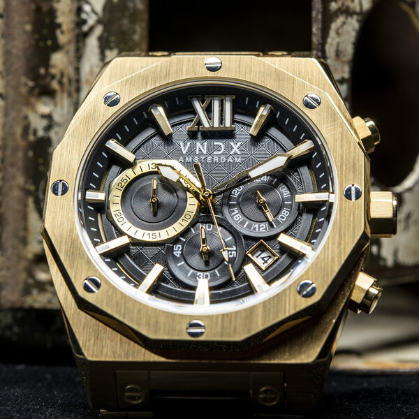 VNDX Amsterdam VNDX Wise Man Stahl Gold Schwarz MD11885-01 Uhr