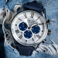 VNDX Amsterdam VNDX The Chief Leder Weiß Zweifarbig Blau LS33056-T3 BL Uhr