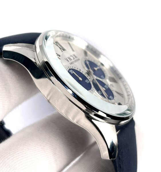 VNDX Amsterdam VNDX The Chief Leder Weiß Zweifarbig Blau LS33056-T3 BL Uhr