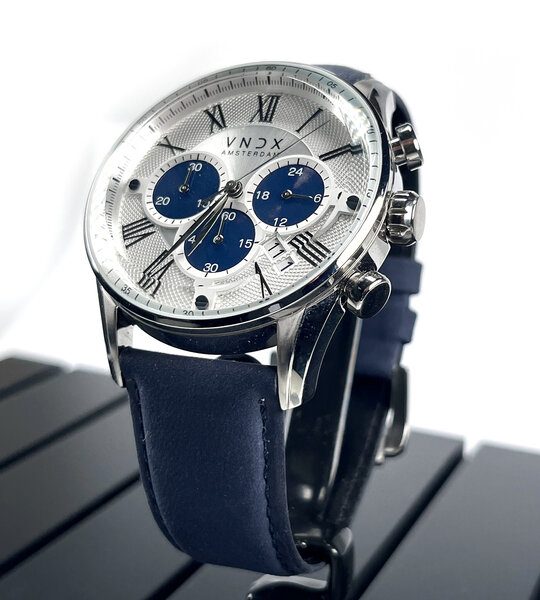 VNDX Amsterdam VNDX The Chief Leather White Two-Tone Blue LS33056-T3 BL watch