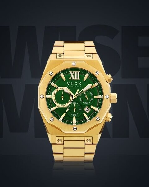 VNDX Amsterdam VNDX Wise Man Stahl Gold Grün MD11885-17 Uhr