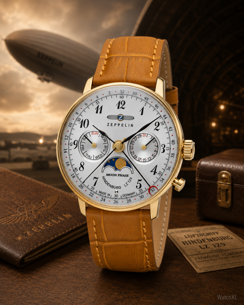 Zeppelin Zeppelin 7039-1 LZ 129 Hindenburg Moon Phase watch, 36 mm