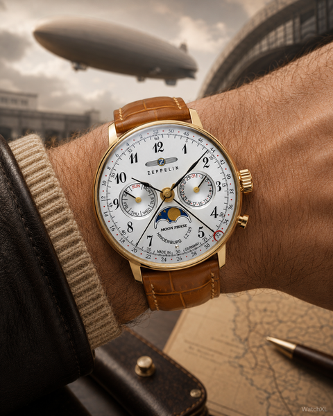 Zeppelin Zeppelin 7039-1 LZ 129 Hindenburg Moon Phase watch, 36 mm