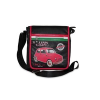Kleine Schoudertas met rechte rits en een rode Fiat 500 afbeelding