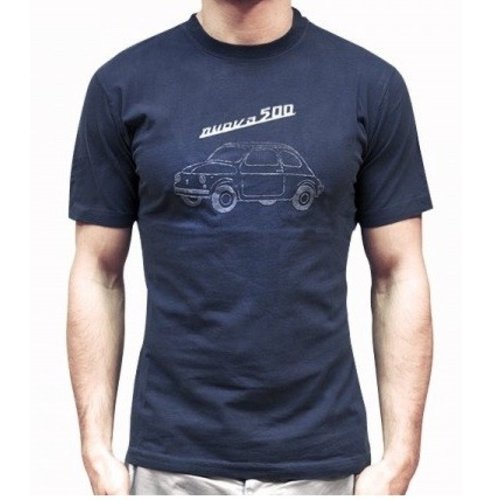 Fiat 500 blauw heren T-shirt maat L