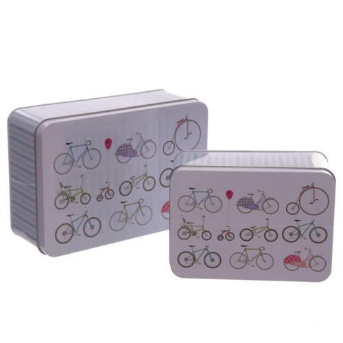 Retro Fiets - Set 2 Blikken, rechthoekig Retro Fiets - Set 2 Blikken, rechthoekig