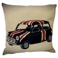 Mini Cooper Engelse vlag sierkussen 45x45 cm