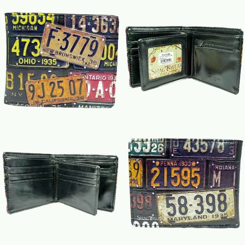 Compacte heren portemonnee Vintage License Plates