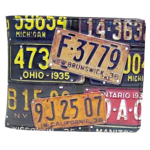 Compacte heren portemonnee Vintage License Plates