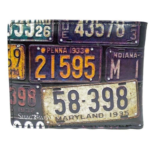 Compacte heren portemonnee Vintage License Plates