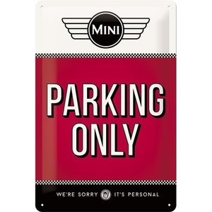 Mini Parking Only Rode 3D metalen wandplaat