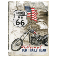 Route US 66 met motor metal postcard 30x40